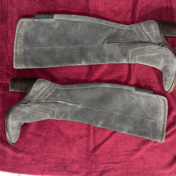 Vince Camuto Gray Suede Heeled Knee Boots - Picture 2 of 3